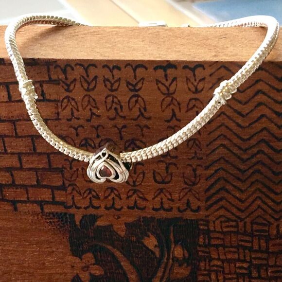 Sterling Silver Charm Red Cubic Zirconia 925 Heart Bead Fits Pandora Bracelet - Picture 9 of 9